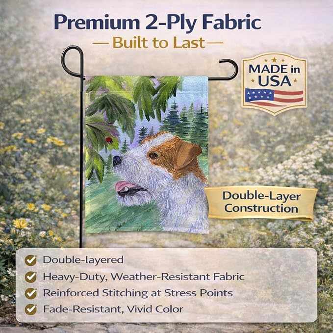 Caroline's Treasures SS8211GF Jack Russell Terrier Garden Flag Mailbox Flag Decorative Yard Flag Banner Outside Patio Artwork Yard Flower Beds, Garden Size, Multicolor