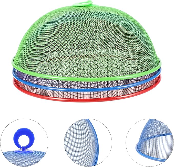 3 Pcs Food Cover Wrought Iron Covers Wind- Covers Picnic Food Tents Household Dish Reusable Creative Vegetable Mesh