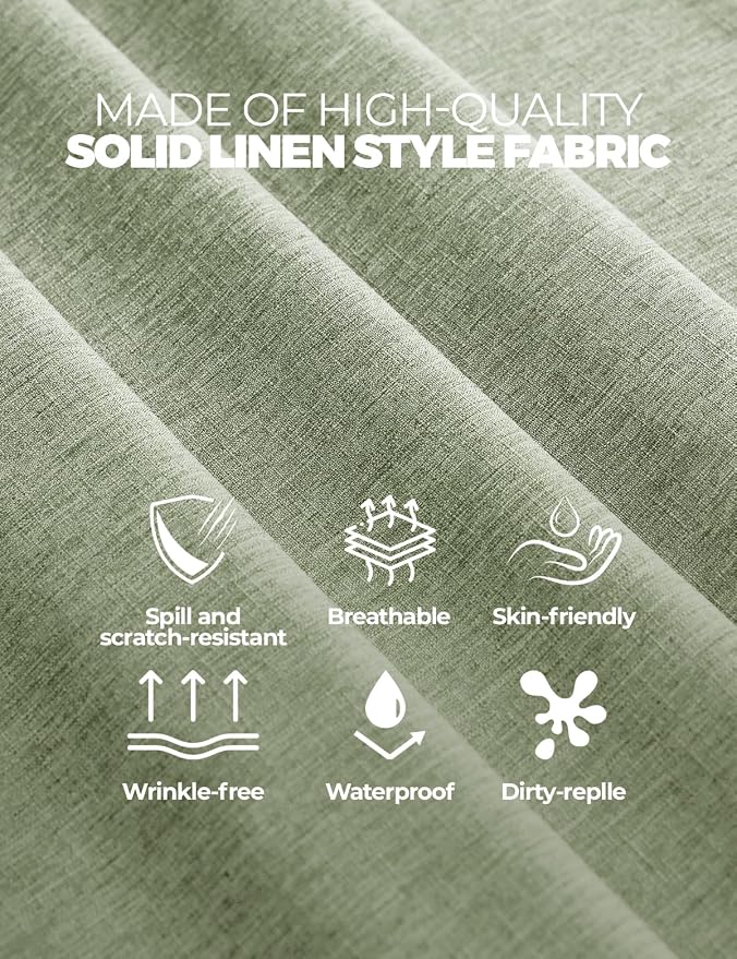 Decorelia Washable Sage Green Table Cloths for 4 Ft Rectangle Tables-4 Pack, Washable Polyester Rustic Faux Linen Rectangular Table Cloth Cover for Wedding,Outdoor,Events, Party,Banquet, 60x84 Inch