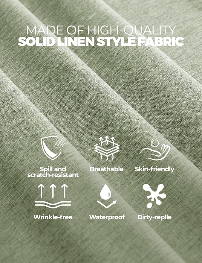 Decorelia Sage Green Washable Table Cloths for 8 Ft Rectangle Tables-4 Pack, Washable Polyester Rustic Faux Linen Rectangular Table Cloth Cover for Wedding,Outdoor,Events, Party,Banquet, 60x120 Inch