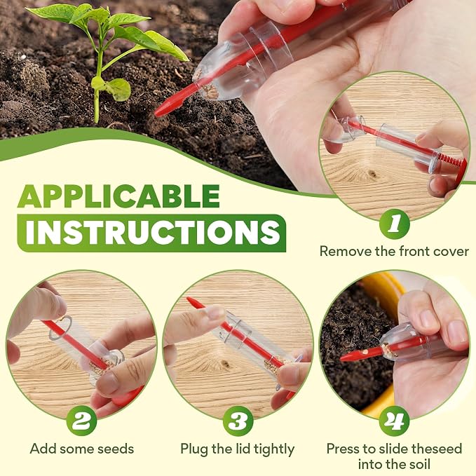 7 Pack Seed Planter Tool, 12-Hole Dibber for Planting, Seed Spreader Tools, Mini Dibber, Transplanter for Balcony Potted Plants, Greenhouse, Flower, Herb and Vegetable Cultivation