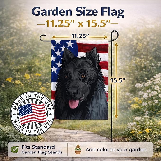 Caroline's Treasures CK6592GF King Shepherd American Flag Garden Flag Mailbox Flag Decorative Yard Flag Banner Outside Patio Artwork Yard Flower Beds, Garden Size, Multicolor
