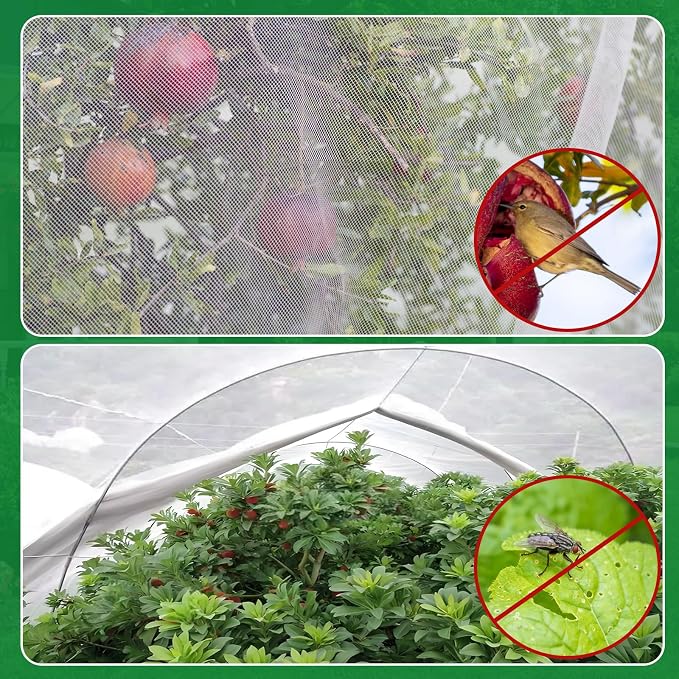 NONMON Garden Netting 10 x 50FT Ultra Fine Mesh Netting, Insect Netting Plant Covers Pest Barrier Protection Bird Mosquito Netting for Raised Beds Vegetables Fruits Flowers Crops Blueberry Shrubs