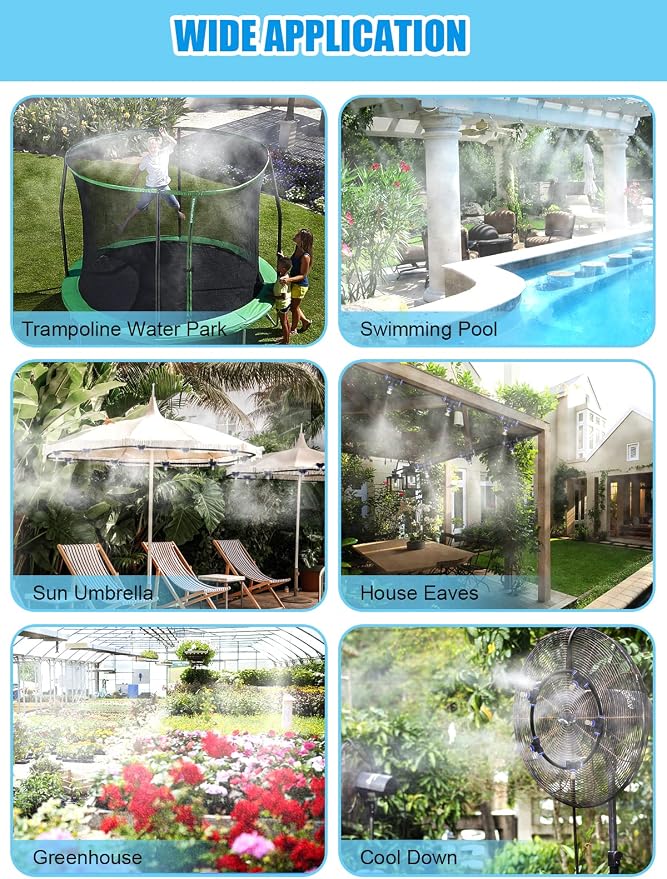 Tesmotor Misters for Outside Patio, Outdoor Misters for Patio Garden Lawn Pool Umbrella Trampoline