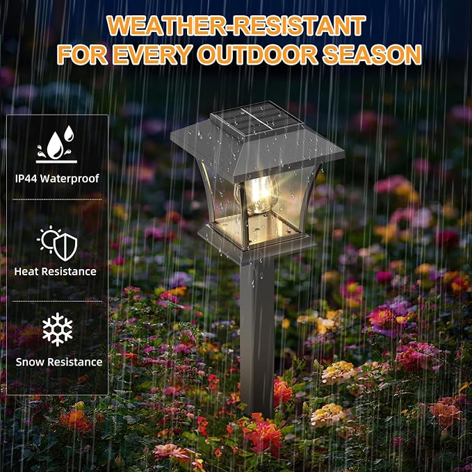 Sparkblaze 2 Pack Solar Pathway Lights Outdoor, LED Solar Yard Lights Dusk to Dawn Solar Garden Lights for Lawn, Walkway, Path & Landscape Lighting. (2, Warm White)
