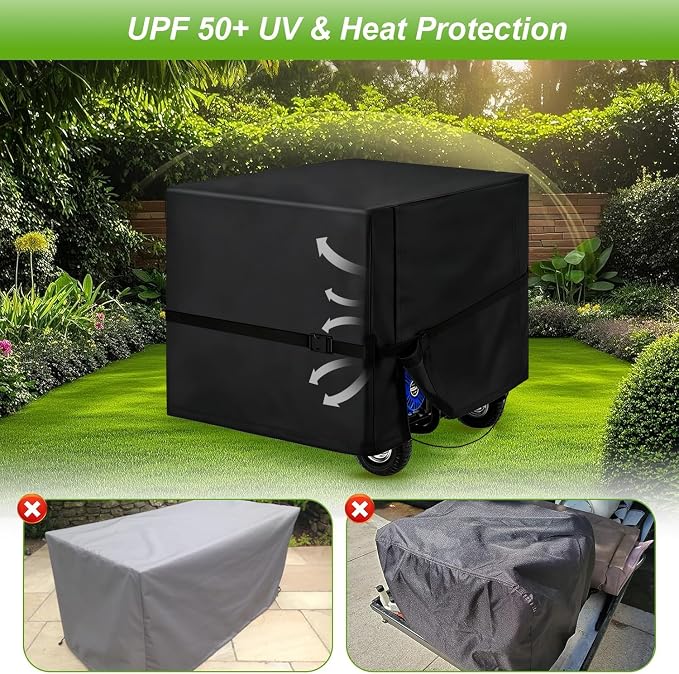 DVBB Shield Waterproof Universal Generator Cover 26 x 20 x 20 inch with Windproof Strap Buckles for Most Generators 3000-5000 Watt, Black