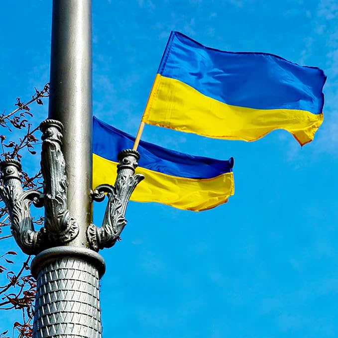 AhfuLife Ukraine Flag 3x5 Ft 4 PCS, Large Ukrainian Flags for Outside - Double Sided with Brass Eyelets for World Cup Party Decorations, Bar Garden Street Decoration Indoor Outdoor