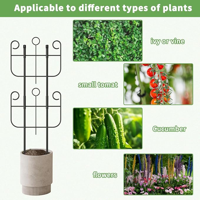 4 Pack Trellis for Climbing Plants Indoor, Expandable Heavy-Duty Metal Trellis for Potted Plants Outdoor, Flowers Vine Ivy, Sturdy Houseplant Pothos Plant Climber Support