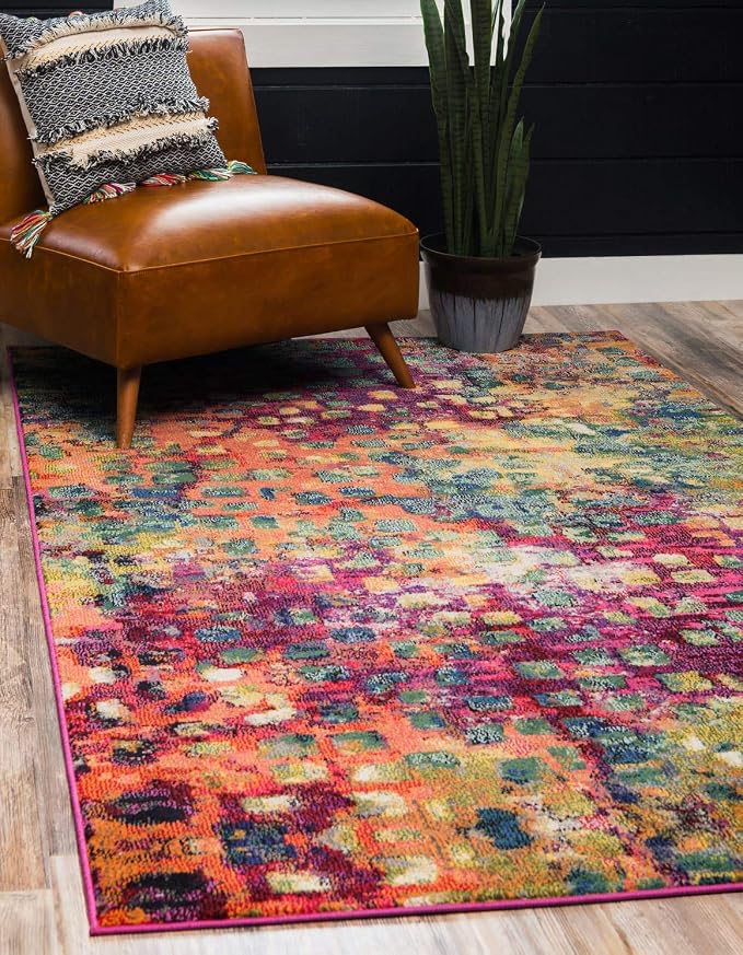 Unique Loom Jardin Collection Colorful, Vibrant, Abstract, Modern Area Rug, 3 ft 3 in x 5 ft 3 in, Multi/Blue
