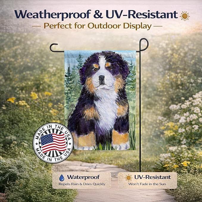 Caroline's Treasures SS8861GF Bernese Mountain Dog Garden Flag Mailbox Flag Decorative Yard Flag Banner Outside Patio Artwork Yard Flower Beds, Garden Size, Multicolor