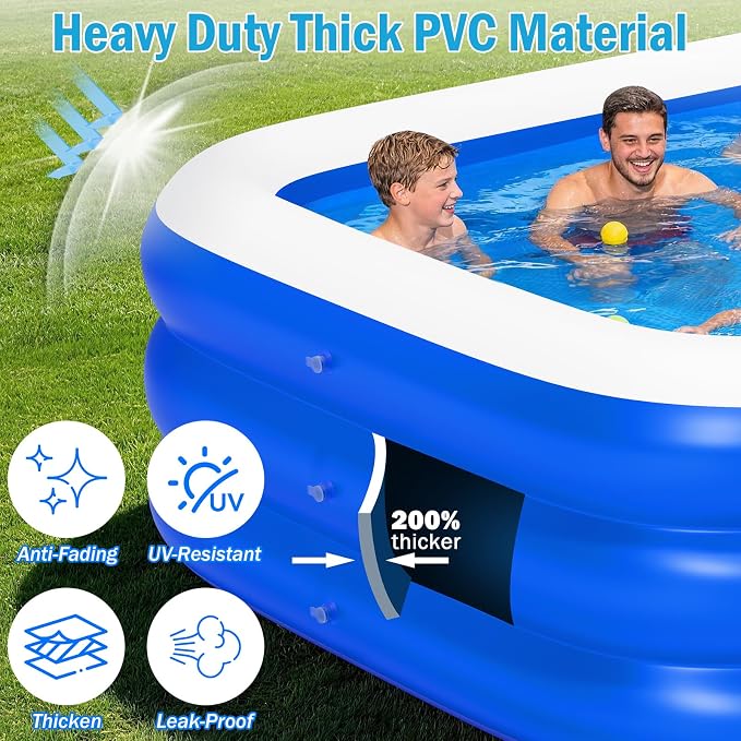 Extra Large Inflatable Swimming Pool for Adults - 180'' x 76'' x 22'' Extra Large Blow-Up Pool Oversized Thickened Family with Pump, 15FT Extra Long Inflatable Pools for Backyard, Easy Set Big Pool
