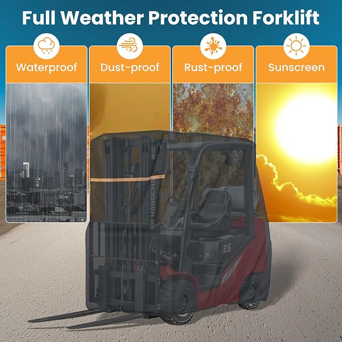 BENVOL Forklift Cover, Fit 3000-5000lbs, Waterproof, Dustproof, UV-Proof, 420DSilver-Coated Waterproof Oxford Cloth, All-Season Protection Forklift Cab Cover, (102 "*45" *82 "Inches)