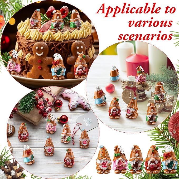 80 Pcs Gingerbread Man Mini Resin Gnomes Gingerbread Man Miniature Gnomes Figurines Tiny Resin Statues Xmas Table Centerpieces for Patio Garden Ornament to Hide