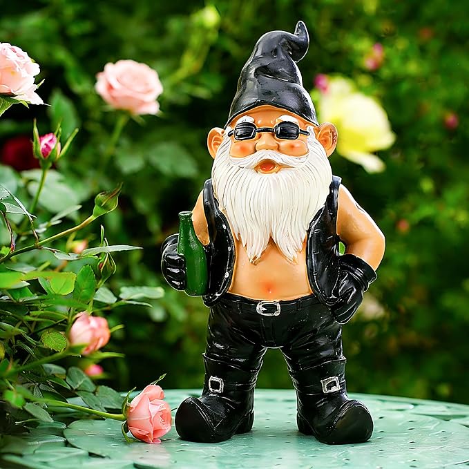 Teaeeno Garden Gnome Statue, Funny Gnomes Yard Decor Statues, Garden Gnome Weather Resistant Lawn Decor or Tabletop Figurines, Funny Animal Statue & Sculpture