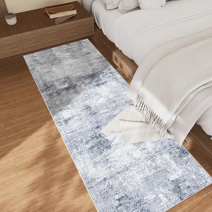 Machine Washable Kitchen Runner Rug: 2'6"x8' Rug Runners for Hallways Non Slip Low Pile Soft Faux Wool Floor Rug Non Shedding Carpet Runners for Hallways Entryway Bedroom Living Room Farmhouse Indoor