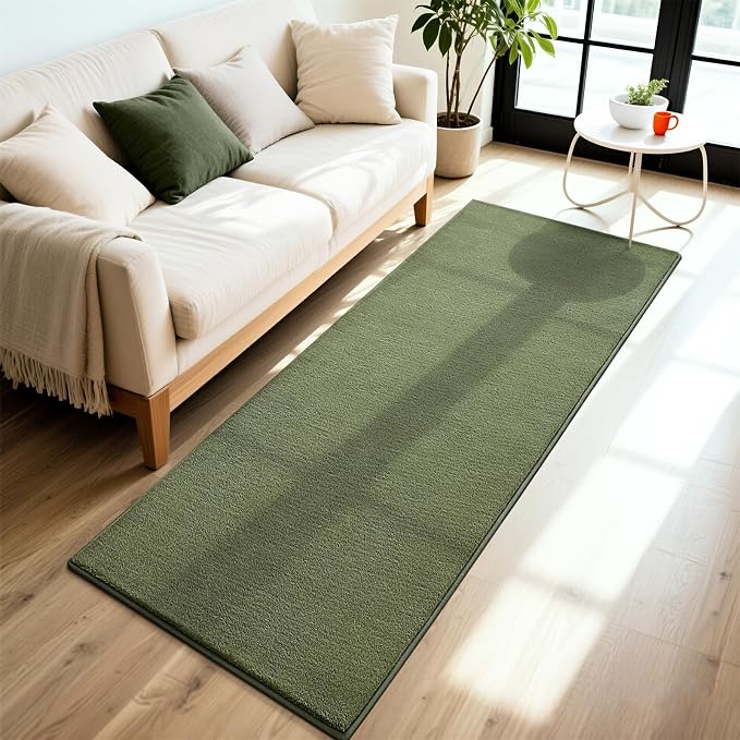 Vasofe 2x6 Runner Rug for Bedroom Living Room, Hallway Runner Rug Non Slip | Sage Green Memory Foam Low-Pile Hallway Carpet Runner Rug for Entryway, Throw Small Kids Carpet for Bedside Dorm Room Decor