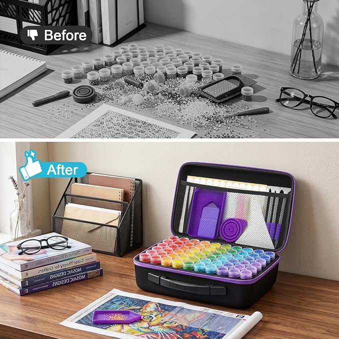 ZORETCO Diamond Art Storage - 120 Containers Diamond Art Kits for Adults | Diamond Painting Storage Case with Tools, Diamond Art Supplies Storage for Diamond Painting Accessories, Bead, Gem, Crafts