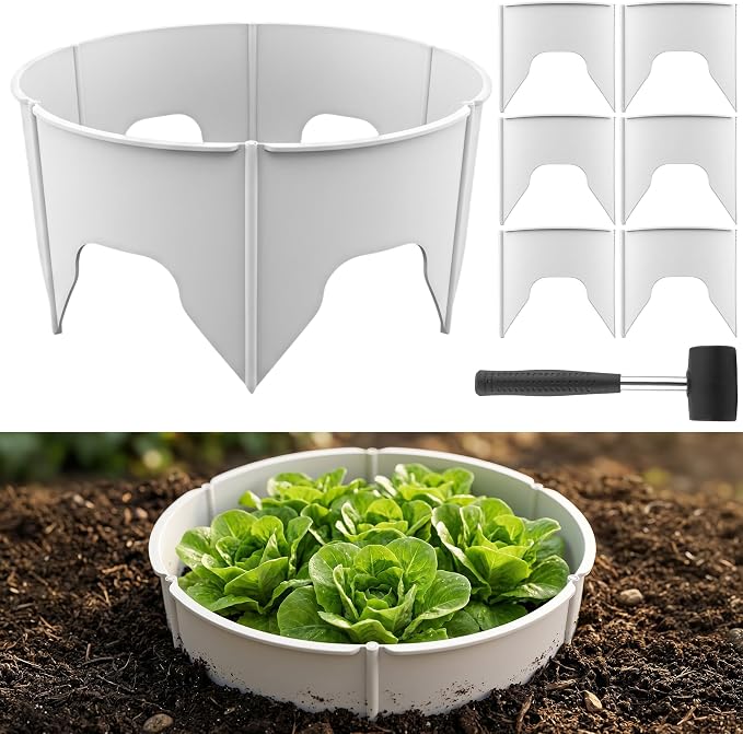 Anothera 48 Pieces Planting Rings, Diameter Range 8.2-15.7 Inches, Interlocking Garden Planting Rings, White Garden Rings for Plant Support