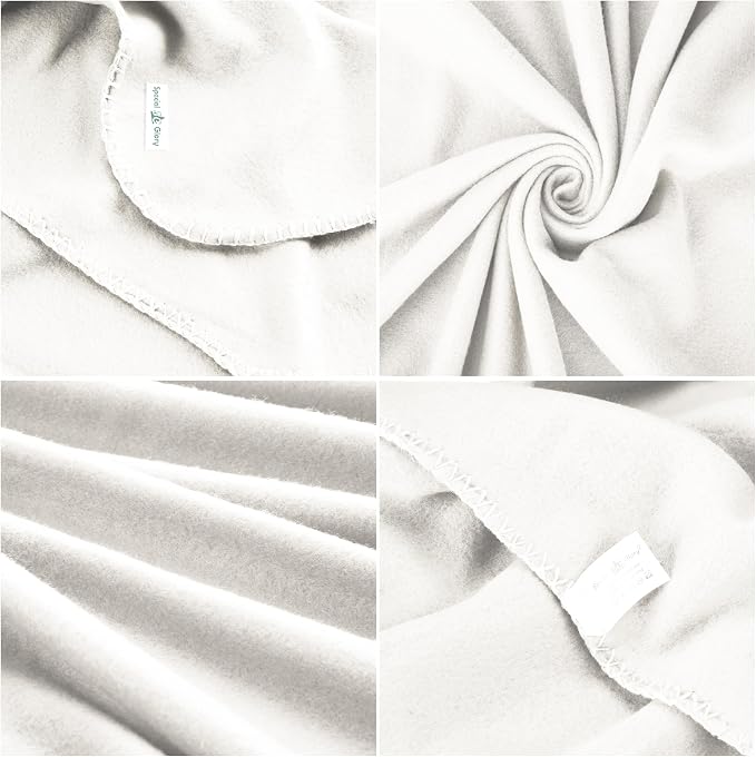 Fleece Throw Blankets Bulk Fleece Blankets Solid Wholesale Lightweight Warm Soft for Pet Bed Sofa Couch Office Wedding Gifts Travel Seasons White 50x60 Inches Pack of 6