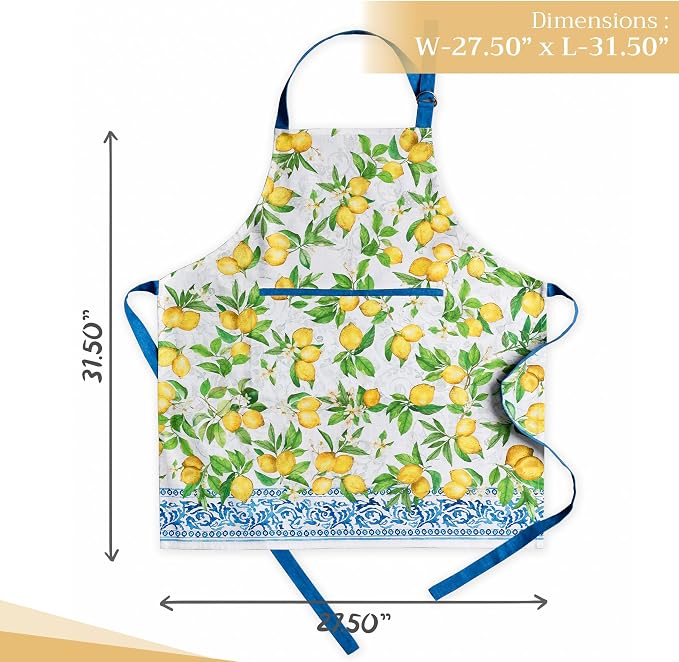 Maison d' Hermine Aprons for women with Pocket 100% Cotton (27.50"x31.50") | Adjustable Neck Strap & long ties Apron Men Chef Wedding Cooking Gardening Server Maid
