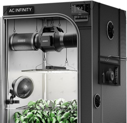 AC Infinity AI Grow System 3x3, 3-Plant Kit w/Self-Learning AI Controller. | Dynamic Airflow & LM301H LED Lighting Control, 2000D Mylar Tent w/ Lab-Tested Reflectivity, Largest Zippered Window