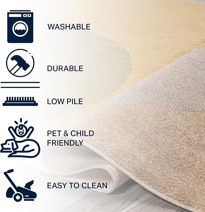 JONATHAN Y Machine Washable Multi Indoor Area Rug 4X6 ft, Pebble Geometric Contemporary for Living Room, Bedroom, Kitchen, Office, Easy-Cleaning, High Traffic, Pet-Friendly, Non-Shedding (WSH307A-4)