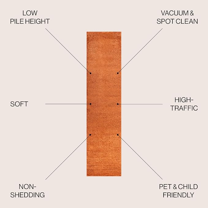 JONATHAN Y Haze Solid Low-Pile Orange Runner Rug 2x10, Coastal,Bohemian,Minimalist,Classic, Easy-Cleaning for Living Room,Bedroom,Kitchen,Pet Friendly,Non-Shedding (SEU100M-210)