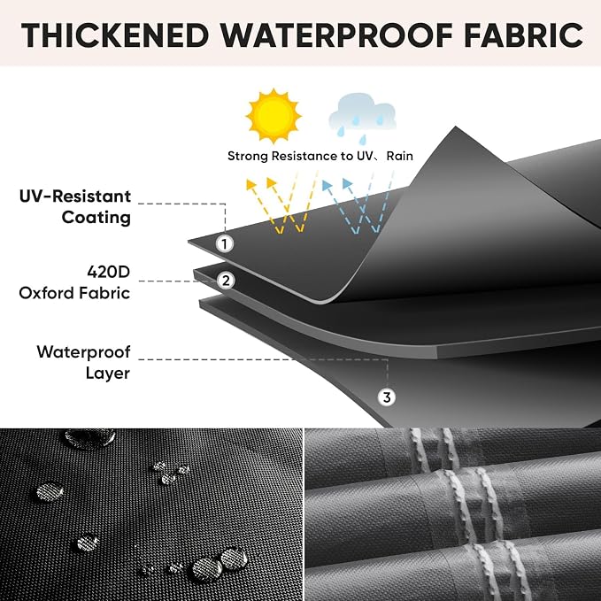 BALEINE Patio Furniture Covers, Outdoor Furniture Covers Waterproof, Heavy Duty Oxford Patio Table Cover for Outdoor Table, Chair, Sofa, Desk (Black, 108"L x 82"W x 28"H)