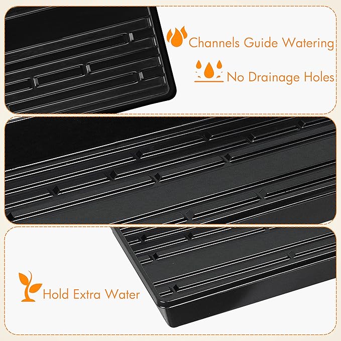 Gardzen 10 Pack Seed Trays, Reusable Plant Grow Trays, Ideal for Seed Starting, Microgreens, Indoor Gardening, and Greenhouse Nurseries - No Drain Holes, 20"x10"