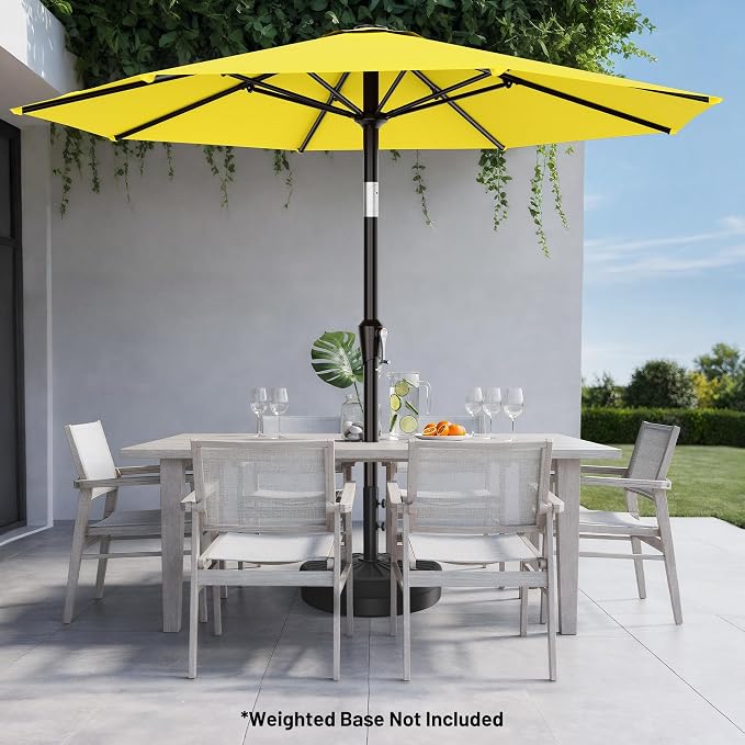 AreShark 10 FT Outdoor Patio Umbrella, Patio Table Umbrella with Push Button Tilt and Crank, Outdoor Patio Umbrellas with 8 Fiberglass Ribs, Patio Umbrellas for Market, Garden, Pool (Yellow)