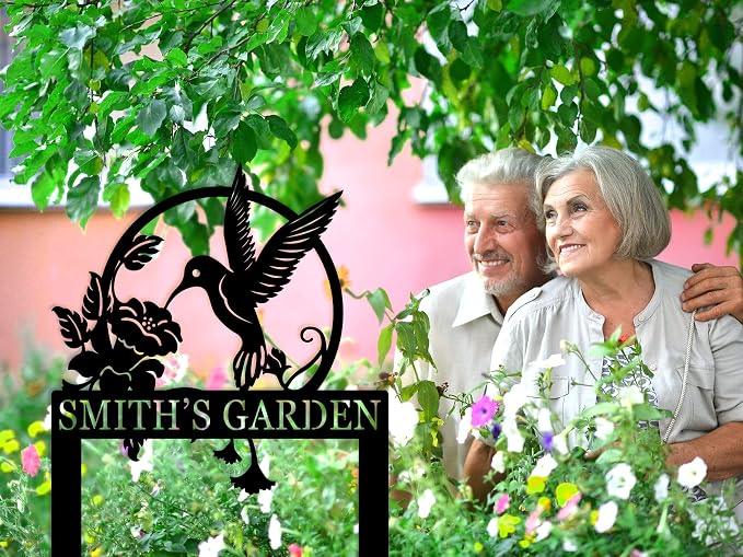 Personalized Hummingbird Metal Sign with Stake, Metal Sign, Signs Decorative Outdoor, Custom Garden Sign