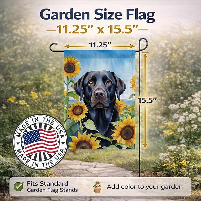Caroline's Treasures DAC6109GF Labrador Retriever in Sunflowers Garden Flag Mailbox Flag Decorative Yard Flag Banner Outside Patio Artwork Yard Flower Beds, Garden Size, Multicolor