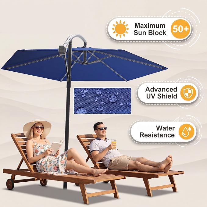 Greesum 10FT Cantilever Offset Patio Umbrella, Outdoor Umbrella for Yard, Market, Heavy-Duty Waterproof Pool Umbrella with 6 Sturdy Ribs, UV Protection for Beach, Deck, Garden, Backyard