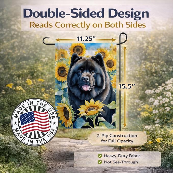 Caroline's Treasures DAC6054GF Chow Chow in Sunflowers Garden Flag Mailbox Flag Decorative Yard Flag Banner Outside Patio Artwork Yard Flower Beds, Garden Size, Multicolor