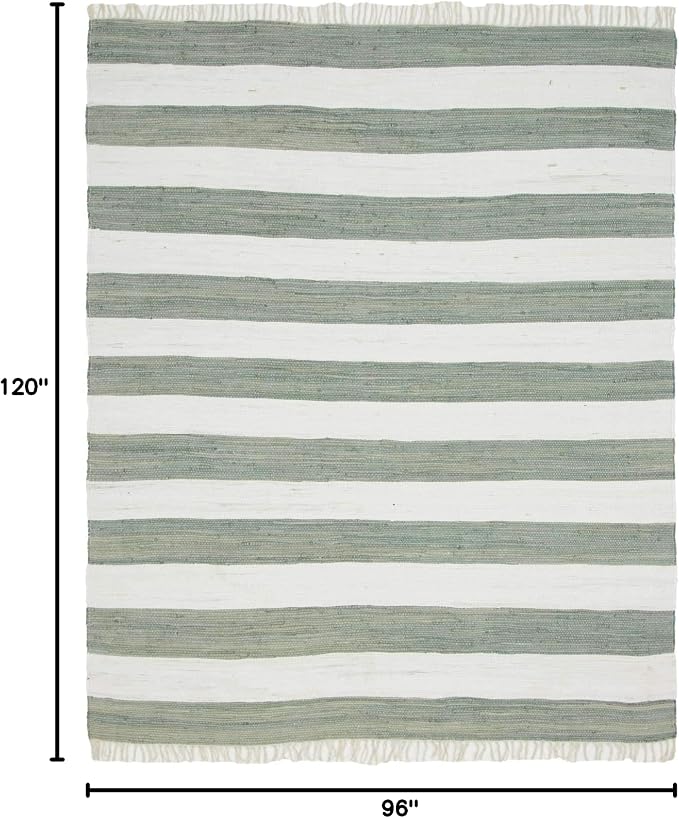 Unique Loom Chindi Rag Collection Area Rug - Striped (8'x 10' Rectangle, Gray/ Ivory)