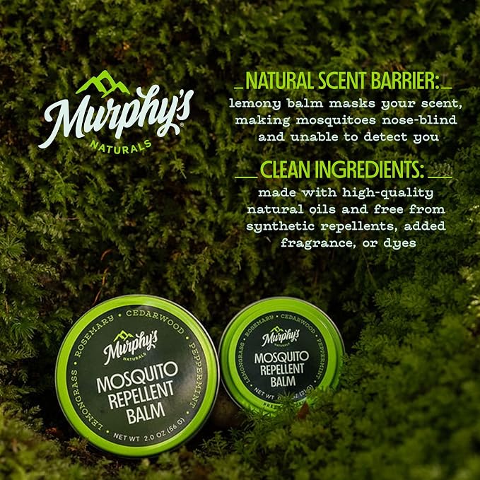 Murphy's Naturals Mosquito Repellent Balm, Plant-Based, 2 oz (Pack of 2) | Formulated with cedarwood, lemongrass & rosemary oils; DEET-free*, repels mosquitoes up to 2 hrs & ticks 1 hr; travel-size