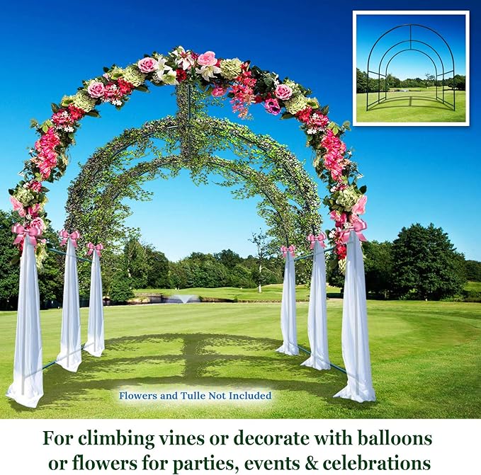 Steel Garden Arch Metal Garden Arch Multi-Size Climbing Plants Arch Arbor (16.4'x 7' x 7.2')