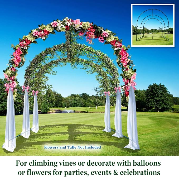 Steel Garden Arch Metal Garden Arch Multi-Size Climbing Plants Arch Arbor (8.2'x 7' x 7.2')