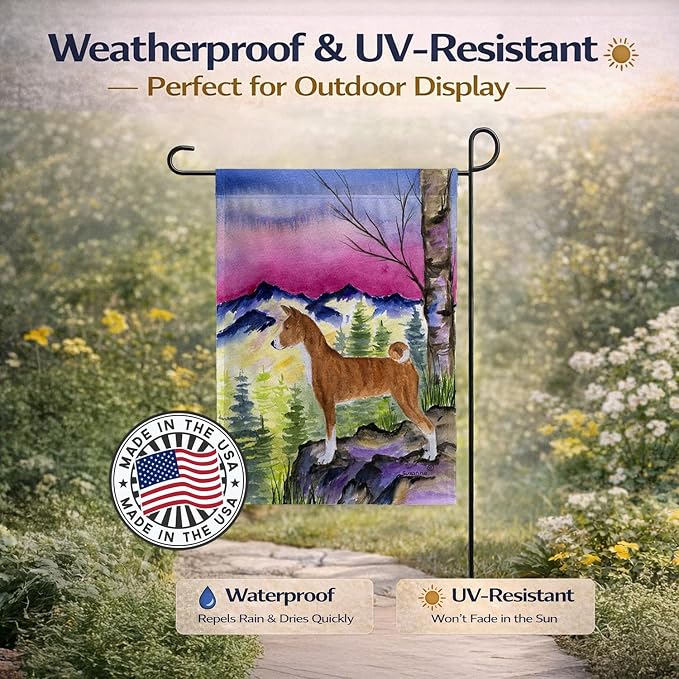 Caroline's Treasures SS8371GF Basenji Garden Flag Mailbox Flag Decorative Yard Flag Banner Outside Patio Artwork Yard Flower Beds, Garden Size, Multicolor