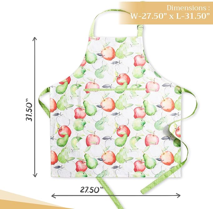 Maison d' Hermine Aprons for women with Pocket 100% Cotton (27.50"x31.50") | Adjustable Neck Strap & long ties Apron Men Chef Wedding Cooking Gardening Server Maid