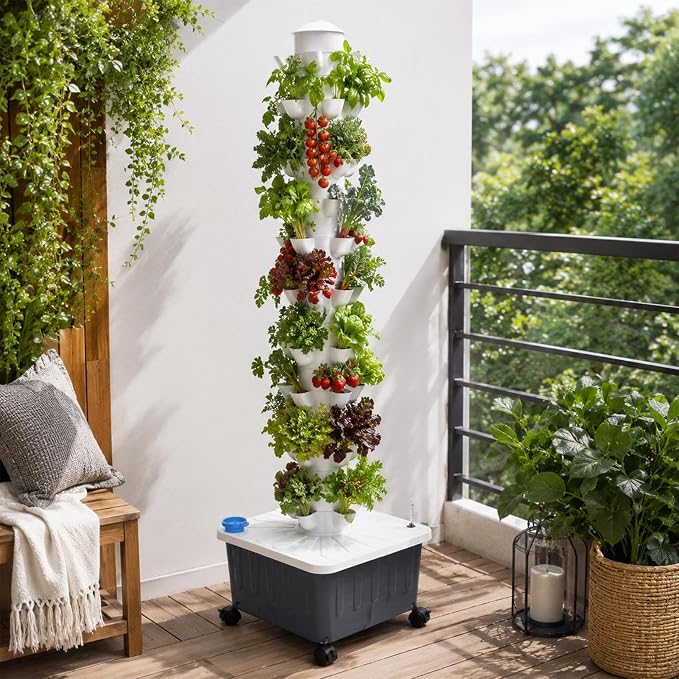 Hydroponic Tower 70 Crops Vertical Indoor Garden System with Auto Water Circulation & 20L Tank Soil‑Free Tower for Vegetable Fruit Home Grow