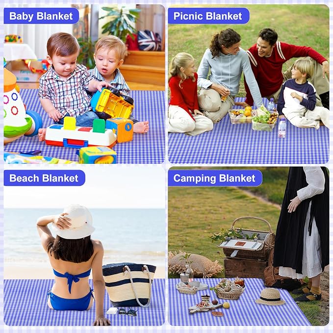 4 Pcs Disposable Outdoor Picnic Blankets 70.9''x70.9'' Portable Pocket Blanket Foldable Waterproof Picnic Mats Sandproof Beach Blanket with Ground Spikes for Beach Travel Hiking Camping