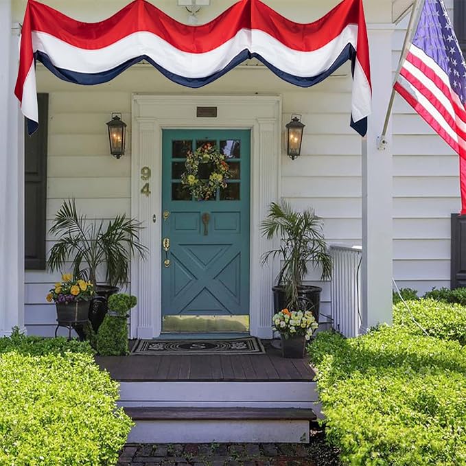4Pack Large Patriotic Flags Memorial Days American Bunting Flag Day Red White Blue Stripe Bunting for US Celebration Labor Day,Veterans Day 4th of July Decorations Home Garden Outdoor -24x240Inch