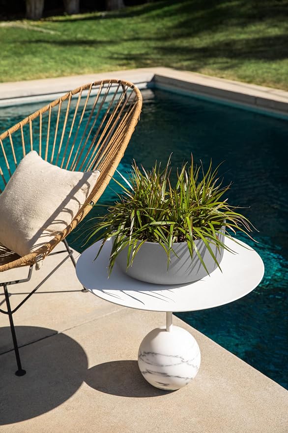 Veradek Mason Series Kona Bowl Planter - Round Planter for Indoor or Outdoor Tabletop/Balcony | Durable Plastic-Stone Composite Material | Modern Décor for Flowers, Succulents, Small Plants
