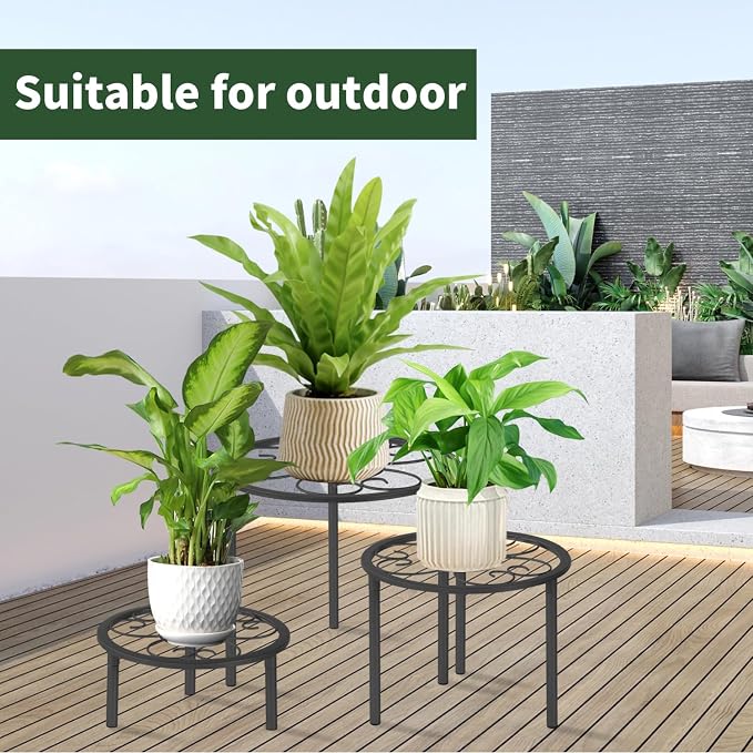 5 Pack Metal Plant Stands,Heavy Duty Potted Holder for Flower Pot, Rustproof Iron Plant Risers, Suitable for Indoor and Outdoor Decoration ,Garden Container Round Supports Rack for Planter