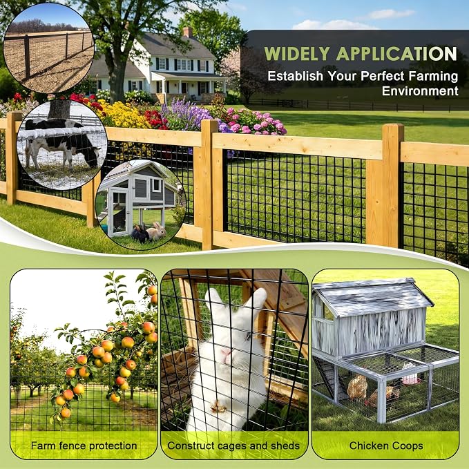 Gbekery Black Hardware Cloth 1/2inch,16in x 10ft 19 Gauge, PVC Coated Galvanized Steel Chicken Wire Fence Roll Garden Plant Welded Metal Wire Fencing Roll, Rabbit Cages Snake Fence,Black