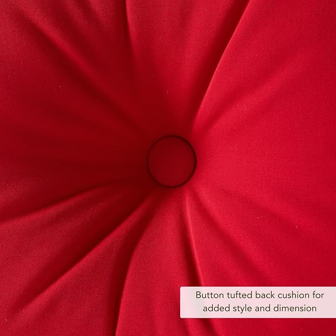 Sunbrella Deep Seat Cushion Set – Seat & Back Cushions for Patio Chairs, Sofas & Loveseats – Fade Resistant Outdoor Fabric, Ties, Zippered Cover, Cord Trim, Canvas Jockey Red