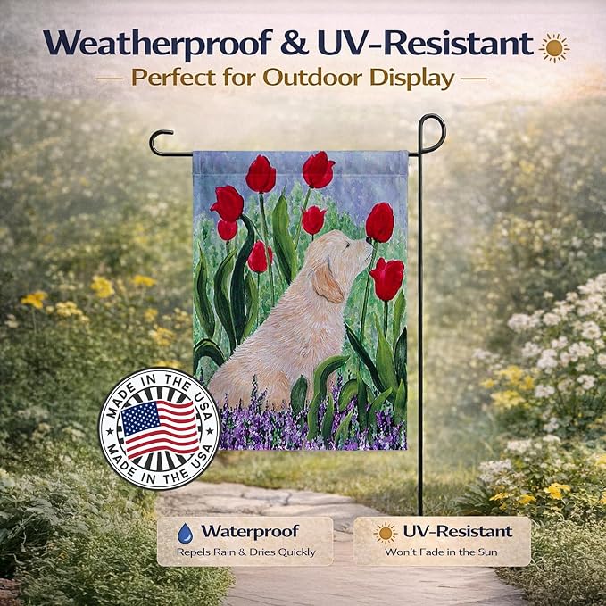 Caroline's Treasures SS8610GF Golden Retriever Garden Flag Mailbox Flag Decorative Yard Flag Banner Outside Patio Artwork Yard Flower Beds, Garden Size, Multicolor