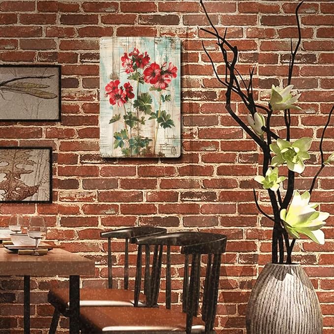 Metal Sign Tin Sign Vintage Wall Art Vintage Pelargoniums Wall Art Tin Sign for Rustic Charm Shabby Chic Interiors and Corrosion Resis Vintage Metal Sign for Bar 12×16 Inches
