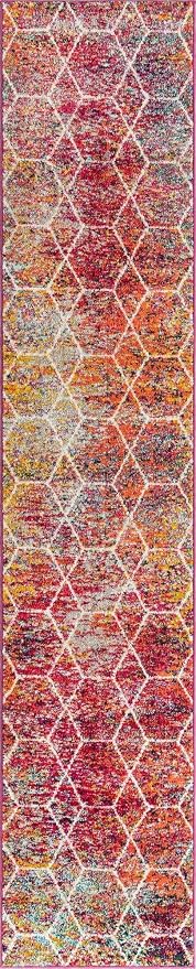 Unique Loom Trellis Frieze Collection Area Rug - Geometric (2' x 10' Runner, Multi/ Black)